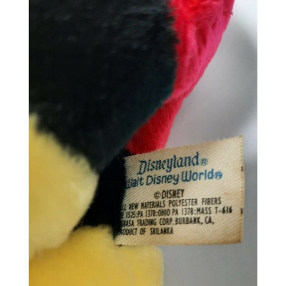 Disneyland Walt Disney World Mickey Mouse Plush Stuffed Animal 12" Vintage - Picture 10 of 10